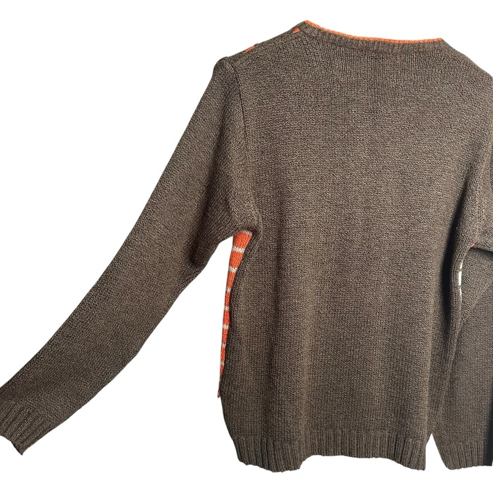 Deekay Oswal Men's Small Knit Sweater Color Block Geometric Stripes Orange - Picture 11 of 12